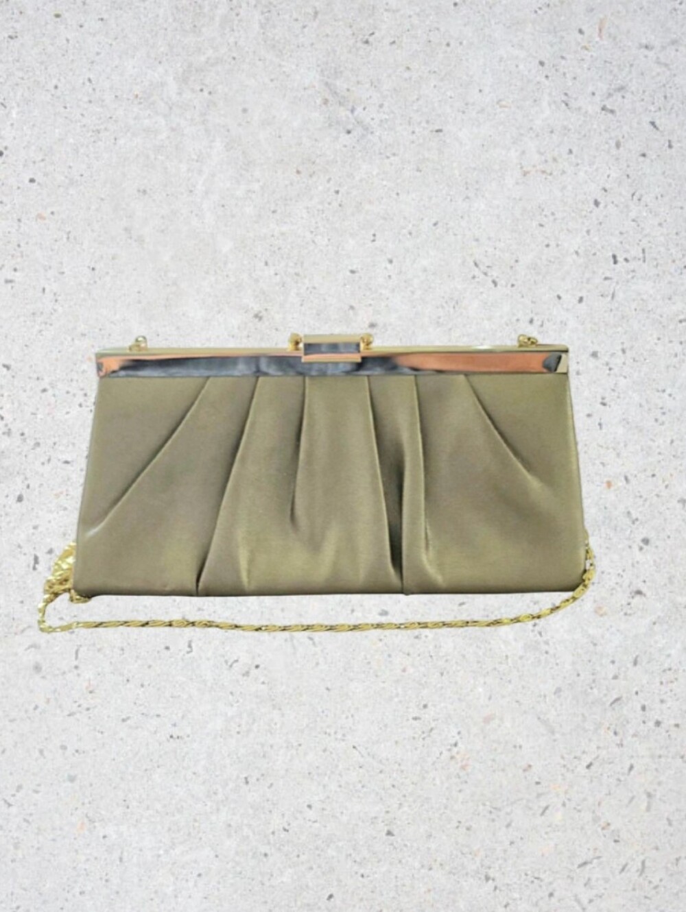 Gunne Sax Champagne Satin Bag Chain Clutch Vintage Jessica McClintock Purse